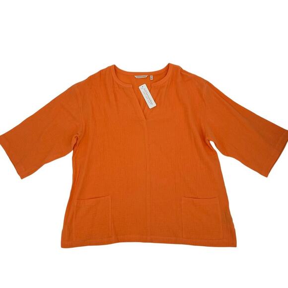 Soft Surroundings Tops - Soft Surroundings NWT Orange Gauze Popover Pockets Size 1X